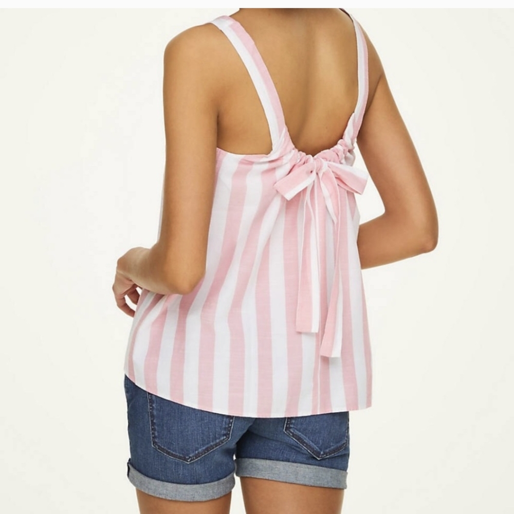 Loft Pink and White Striped Tie Tank Top | Small